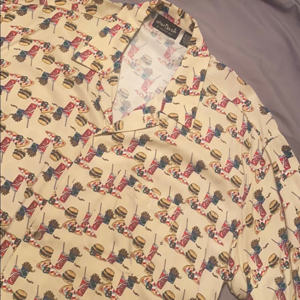 Silly pizza soda burger short sleeve button up